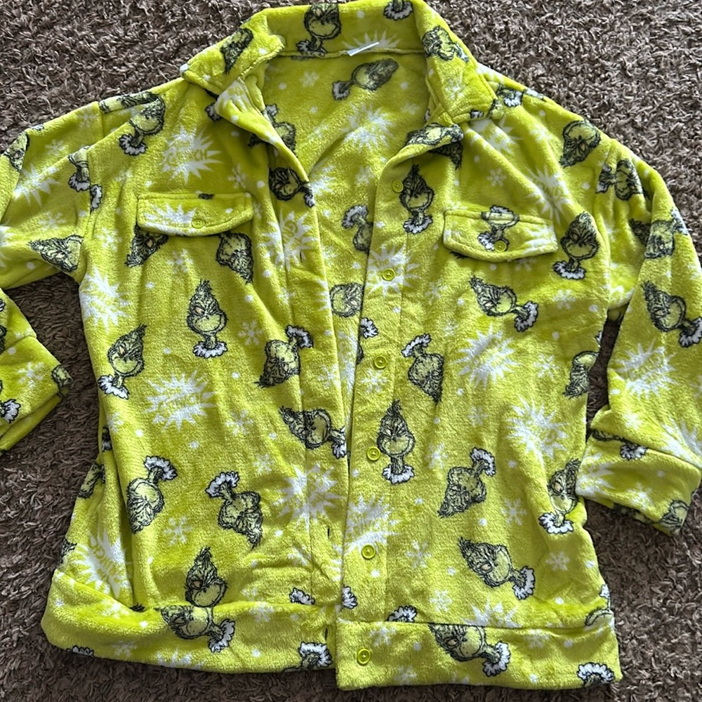 Grinch button up super soft shirt